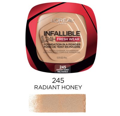 Base en polvo L'Oreal Paris - Infallible Fresh Wear, hasta 24 horas de uso- TONO Radiant Honey 245