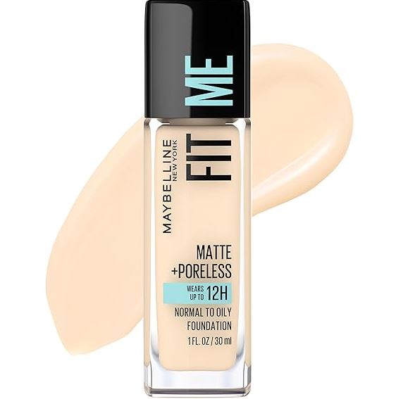 Base de maquillaje Fit Me de Maybelline - líquida, mate + antiporos - TONO 110 Porcelana