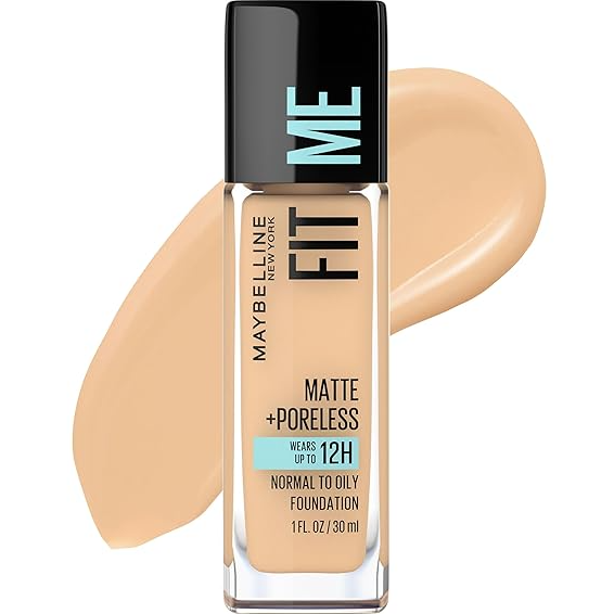 Base de maquillaje Fit Me de Maybelline - líquida, mate + antiporos - TONO 128 WARM NUDE