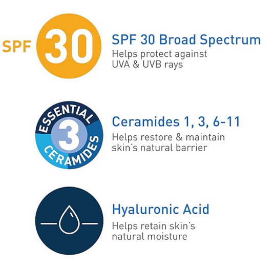 Crema Hidratante facial diario con SPF | Formulado con ácido hialurónico y ceramidas | FPS de amplio espectro | Sin aceite | Acabado mate | 1,7 onzas
