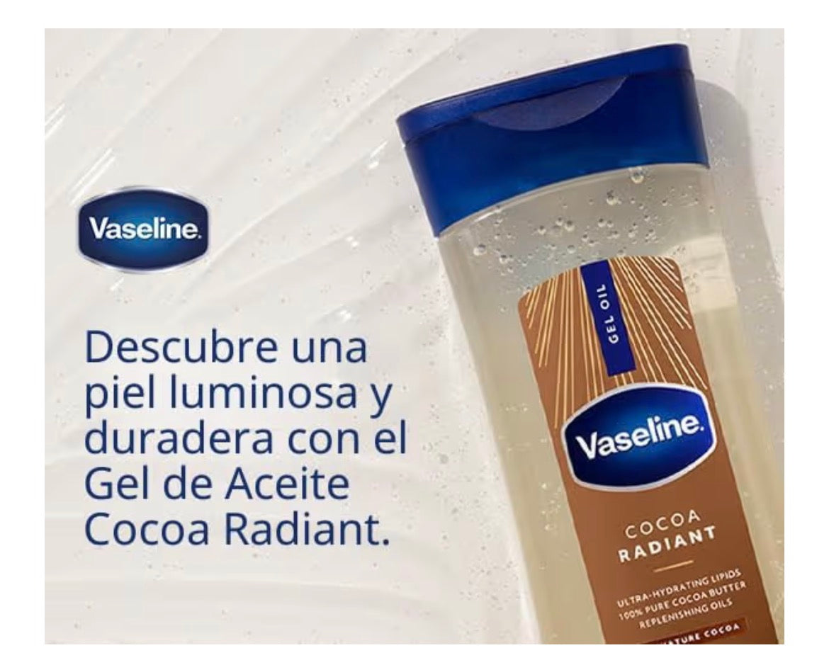 Vaseline |Gel de aceite reabastecedor de cacao radiante con manteca de cacao pura, | Transparente - tamaño 50ml