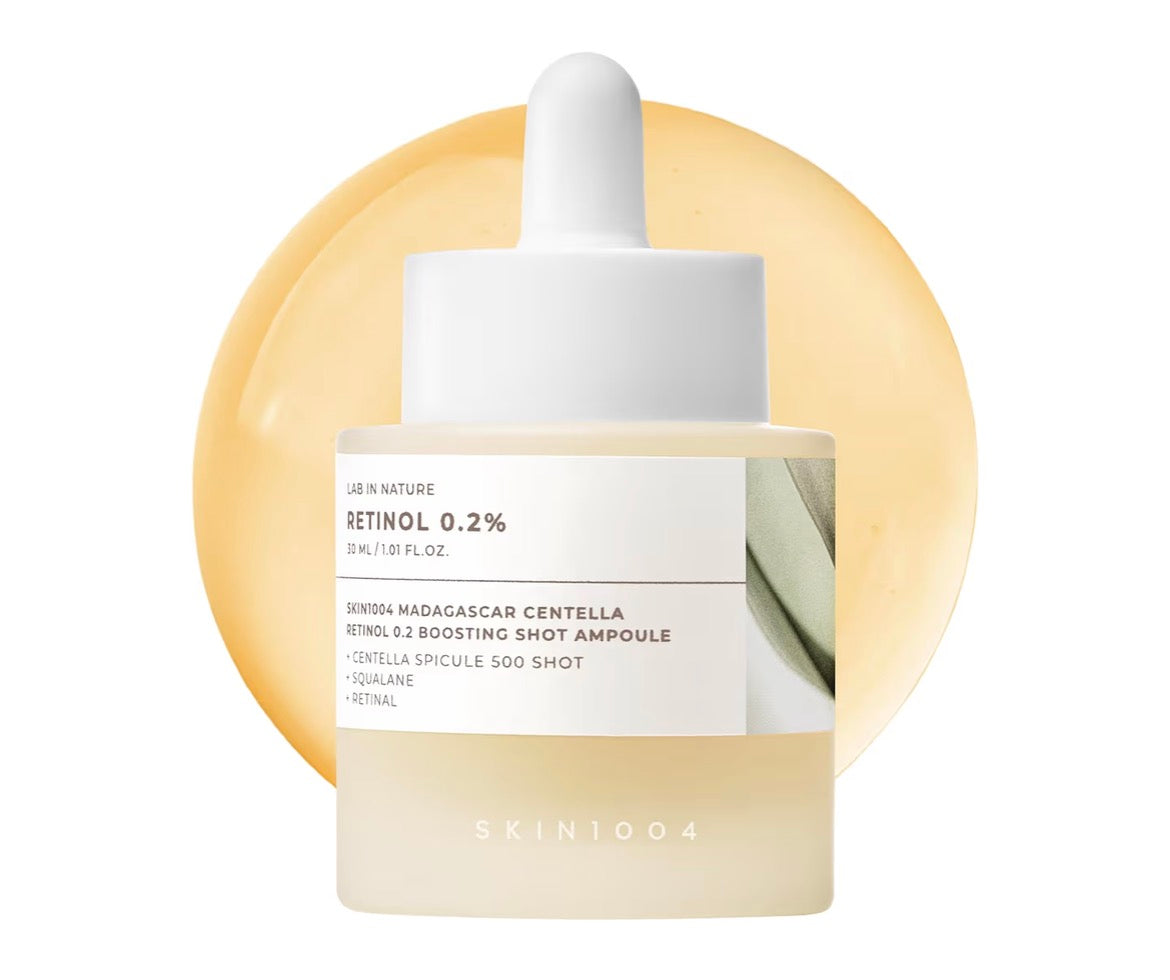 SKIN1004 Suero de Retinol 0.2% Shot de Impulso Ampoule 1 oz, 30 ml, Suero Hidratante para Rostro-este suero facial concentrado ayuda a refinar la textura de la piel mientras apoya una apariencia más firme y resistente.