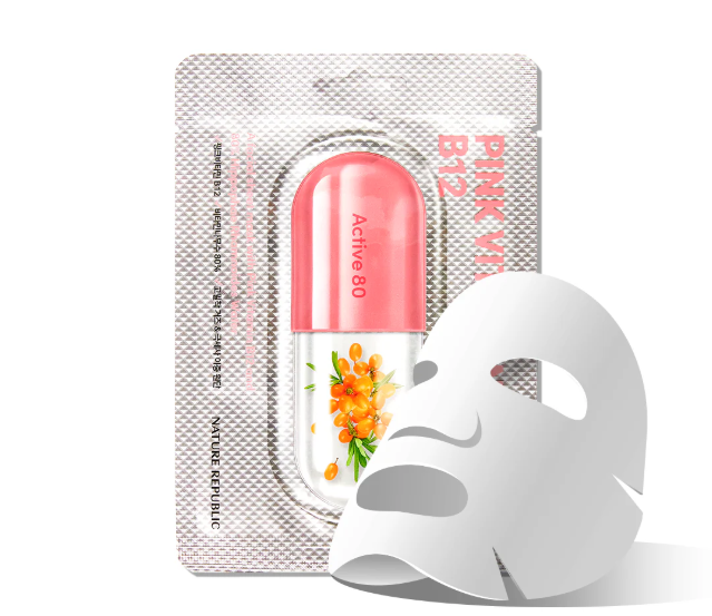 Mascarilla ACTIVE 80 Pink Vitamin B12 Mask- hidrata, mejora visiblemente el tono desigual de la piel y proporciona un efecto radiante.