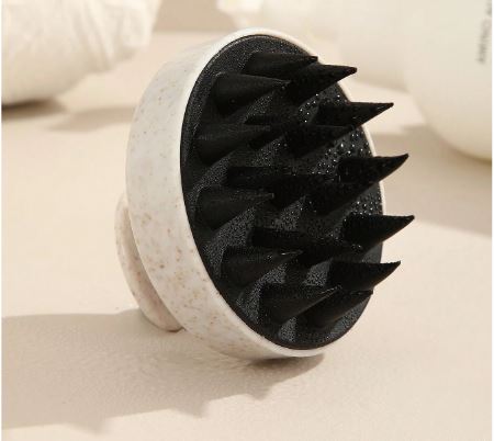 Masajeador cepillo de champú sólido, cepillo exfoliante para lavado de cabello, rizado, húmedo y seco- COLOR NEGRO
