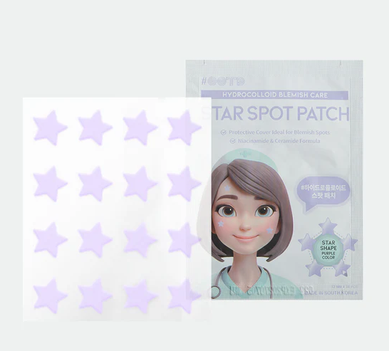 OOTD BEAUTY-Parche facial Star Spot para acné y granos, hidrocoloide, niacinamida y ceramida. 16 parches el color varia