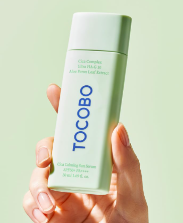 TOCOBO Cica Calming Sun Serum SPF50 PA++++ 1.7 – Complejo de cica fermentada, extracto de hoja de aloe del cabo, calmante piel