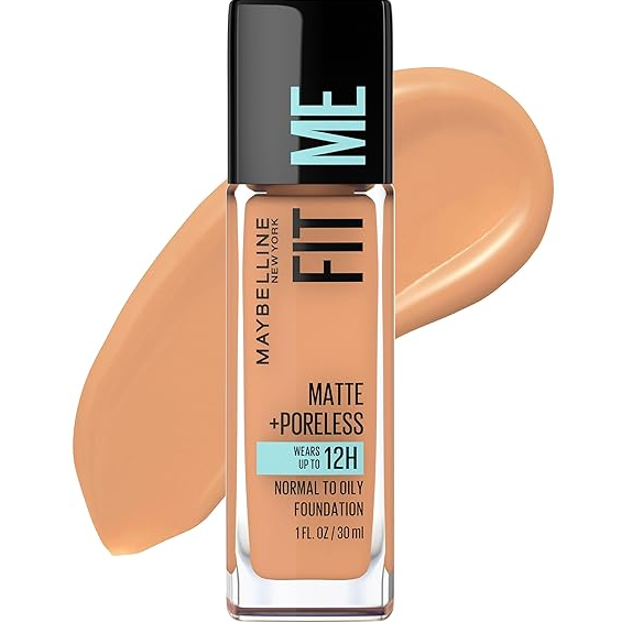 Base de maquillaje  Fit Me de Maybelline - líquida, mate + antiporos - TONO 322 WARM HONEY