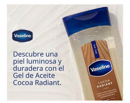 Vaseline |Gel de aceite reabastecedor de cacao radiante con manteca de cacao pura, |  Transparente - tamaño 50ml