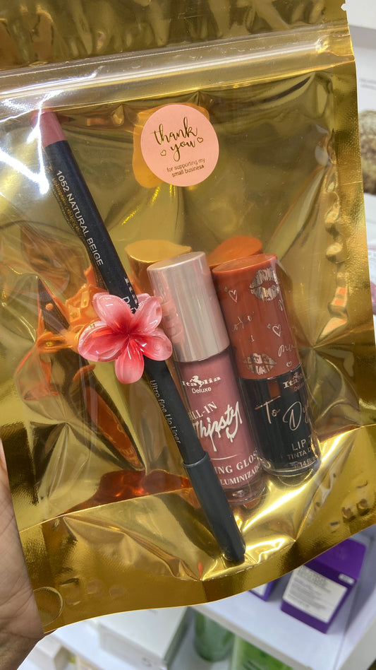Kit lip combo Italia deluxe :      ✨lapiz de labios ✨lip gloss✨tinta ✨pinza
