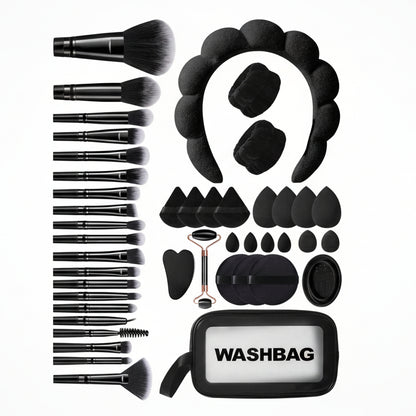 Kit 44 piezas - Bolsa de tocador y cosméticos multifuncional con cremallera impermeable+20 brochas de maquillaje+4 Esponjas de maquillaje
4 Esponjas de maquillaje mini
4 Borlas de polvo triangulares….