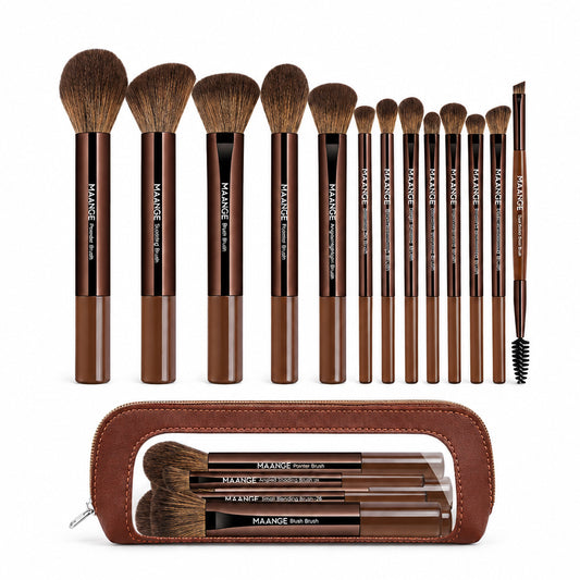 Maange | Set de brochas 14 piezas, brochas para el rostro y ojos