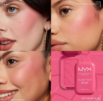 NYX PROFESSIONAL MAKEUP | Rubor en polvo Buttermelt, resistente y intransferible , hasta 12 horas de duración- tono Getting butta
