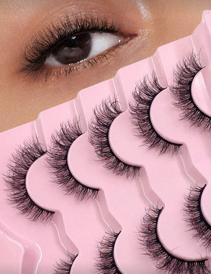 Set de pestañas postizas de 5 pares, efecto cruzado natural