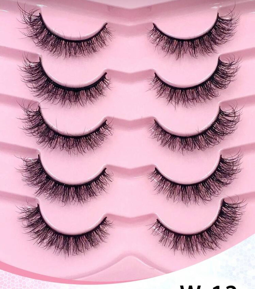 Set de pestañas postizas de 5 pares, efecto cruzado natural