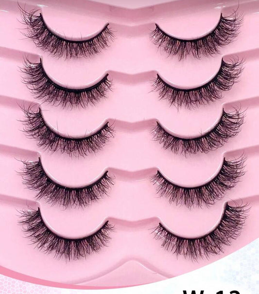 Set de pestañas postizas de 5 pares, efecto cruzado natural