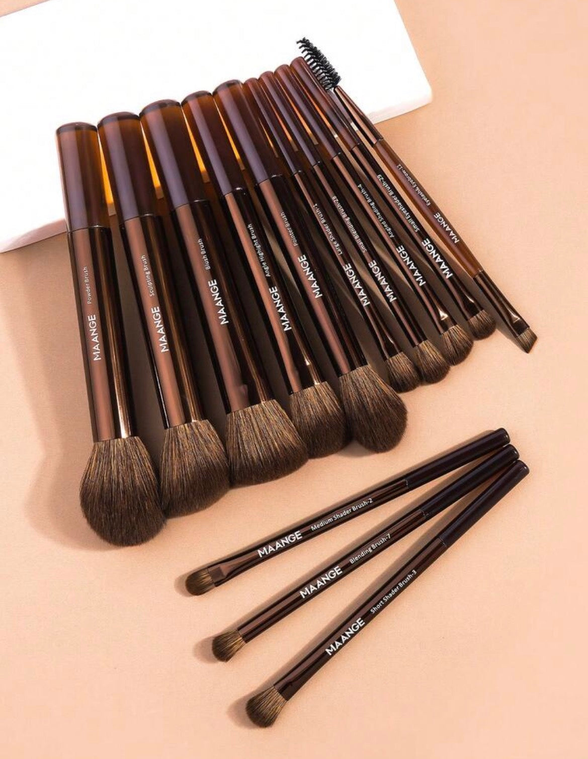 Maange | Set de brochas 14 piezas, brochas para el rostro y ojos