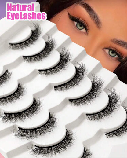 Set de Pestañas postizas de 7 pares, efecto cruzado