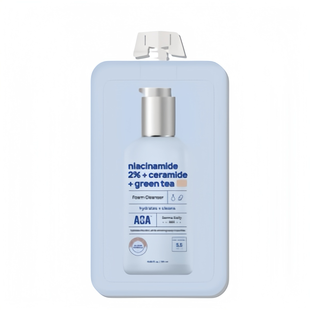 Limpiador Aoa  niacinamide 2% +ceramide + green Tean-es un limpiador espumoso suave diseñado para limpiar la piel de manera efectiva mientras mantiene un pH de 5,5. 20ml