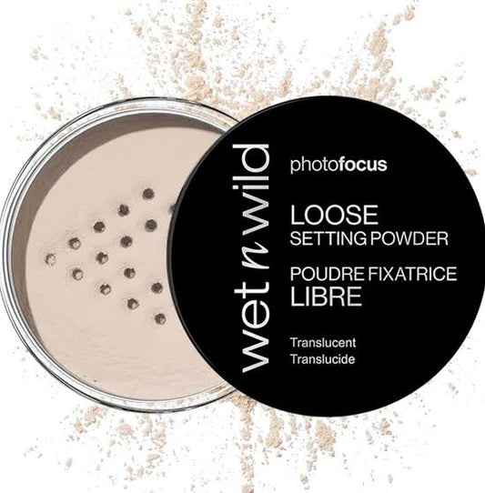 wet n wild Photo Focus Polvo suelto, Un polvo sedoso y ligero con un toque de cobertura transparente para fijar el maquillaje para un uso duradero - Translúcido