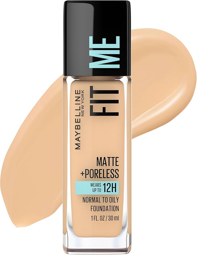 Base de maquillaje  Fit Me de Maybelline - líquida, acabado mate + antiporos, NO comedogénico