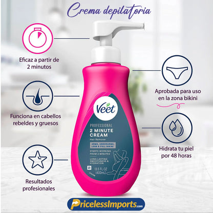 Veet | crema depilatoria es un producto químico diseñado para eliminar el vello corporal desde cerca de la raíz al disolver su estructura de queratina , tamaño 400ml
