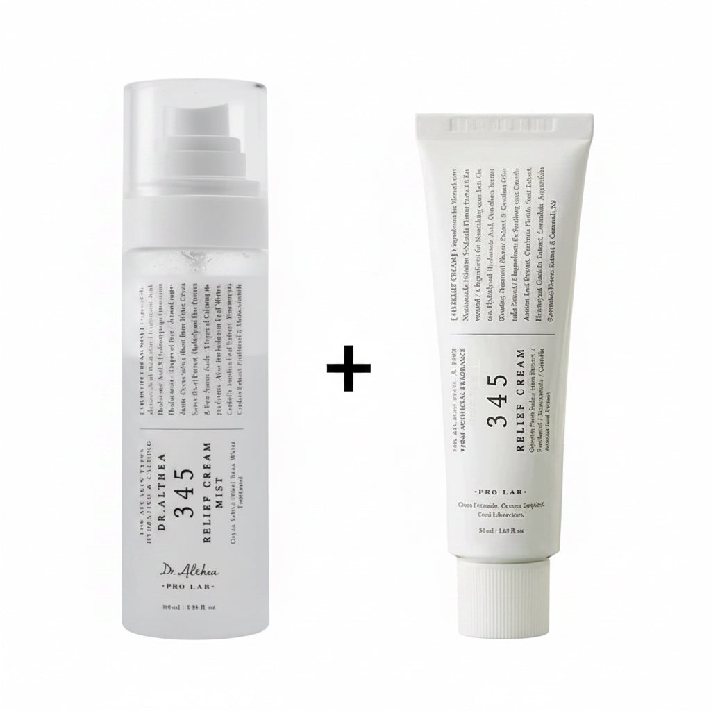 Usar la Dr. Althea 345 Relief Cream y la bruma 345 Relief Cream Mist juntas crea una rutina de hidratación en capas ideal para calmar, reparar la barrera cutánea y aportar luminosidad sin pesar en la piel