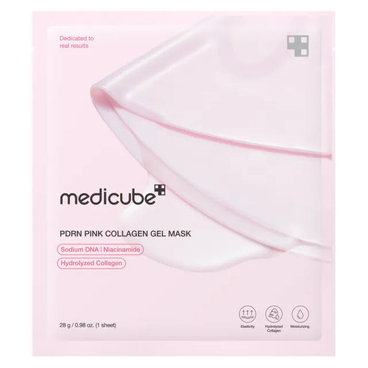 medicube - Mascarilla Facial PDRN Pink Collagen Gel Mask- PDRN de salmón, colágeno hidrolizado y péptidos que mejoran la elasticidad, reducen las líneas finas y arrugas, y suavizan la textura de la piel.