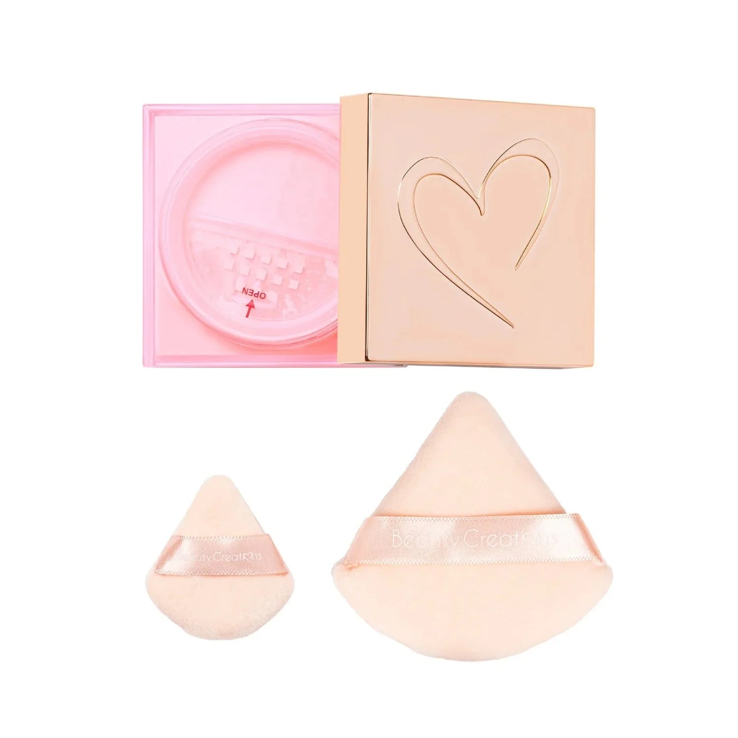 ÑPOLVO SET BEAUTY CREATIONS - BYE FILTER SETTING POWDER + PUFF SET/ TONO rosado