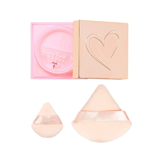 ÑPOLVO SET BEAUTY CREATIONS - BYE FILTER SETTING POWDER + PUFF SET/ TONO rosado