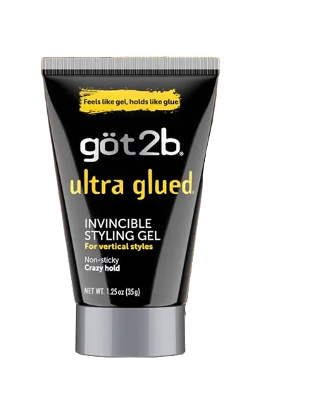 Got2b Gel para el cabello Invincible Ultra Glued, 1.25 oz -No deja residuos blancos y se siente más ligero. Es perfecto para un look natural e impecable