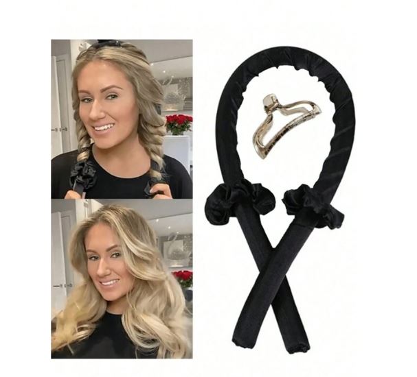 Diadema Rizadora Sin Calor Con Lazos Y Clips Para El Cabello