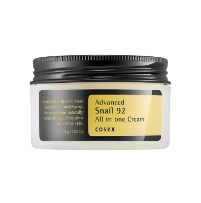 COSRX - Crema todo en uno Advanced Snail 92 100 g- contiene un 92 % de filtrado de secreción de caracol - refrescante, suavizando la piel y manteniéndola hidratada y suave.