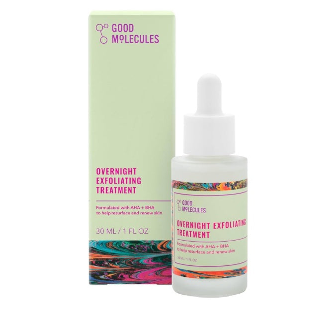 Good Molecules Tratamiento exfoliante nocturno - Exfoliante facial con AHA para tono y textura - Minimizador de poros, cuidado de la piel para rostro con ácido salicílico