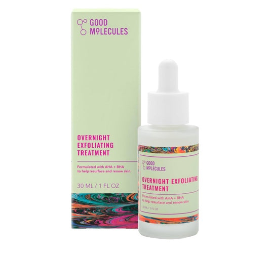 Good Molecules Tratamiento exfoliante nocturno - Exfoliante facial con AHA para tono y textura - Minimizador de poros, cuidado de la piel para rostro con ácido salicílico