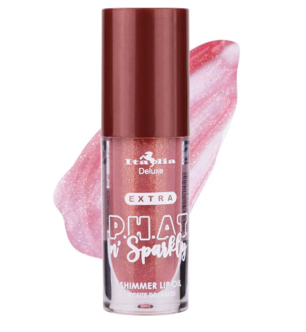 Italia deluxe | Extra P.H.A.T. n' Sparkly Shimmer Lip Oil-  con un acabado transparente y brillante lleno de destellos intensos. Los labios se ven instantáneamente más voluminosos, suaves y brillantes( variedad de tonos )