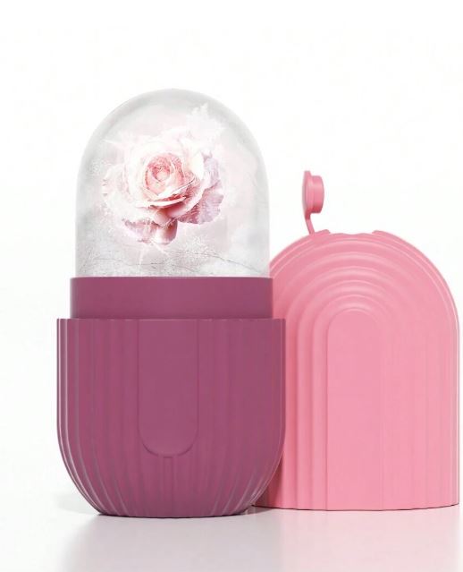 Rodillo facial de hielo de silicona - Masajea la piel - Rodillo de masaje facial de belleza para ojos, cuello y rostro- COLO ROSADO