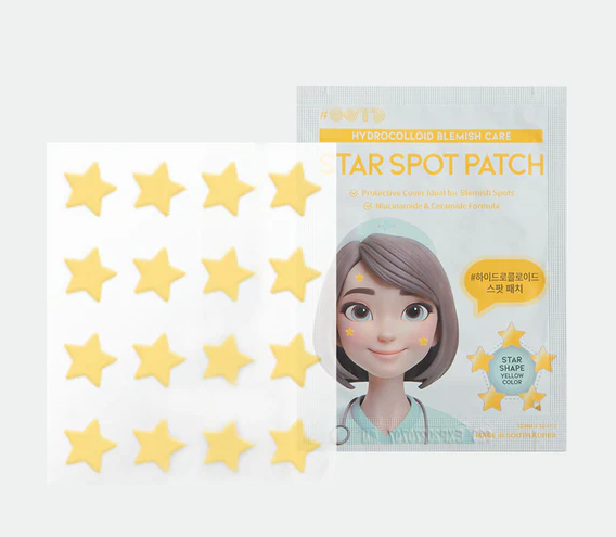 OOTD BEAUTY-Parche facial Star Spot para acné y granos, hidrocoloide, niacinamida y ceramida. 16 parches el color varia