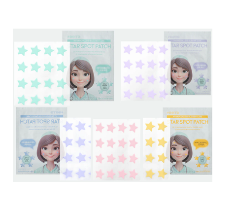 OOTD BEAUTY-Parche facial Star Spot para acné y granos, hidrocoloide, niacinamida y ceramida. 16 parches el color varia