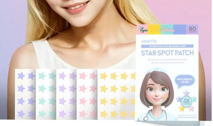 OOTD BEAUTY-Parche facial Star Spot para acné y granos, hidrocoloide, niacinamida y ceramida. 80 Parches