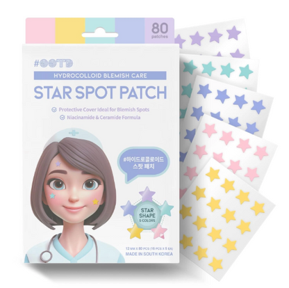 OOTD BEAUTY-Parche facial Star Spot para acné y granos, hidrocoloide, niacinamida y ceramida. 80 Parches