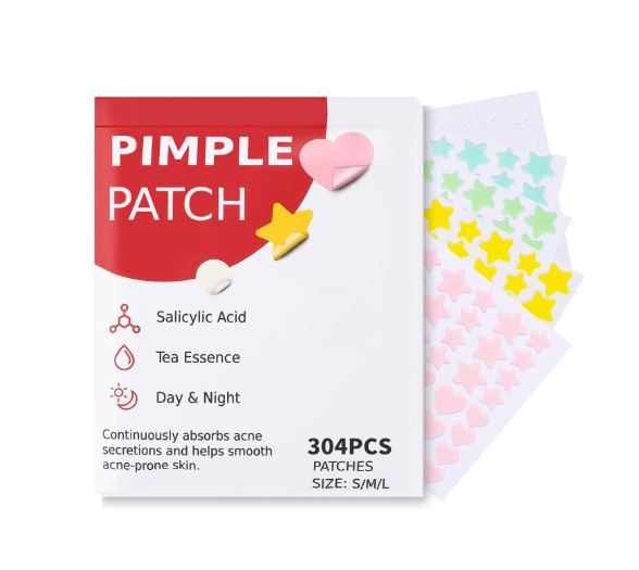 Parches de espinillas para cara, 304 piezas, parches hidrocoloides para el acné, parches de granos, kit de herramientas para el cuidado de la piel facial que contienen ácido salicílico