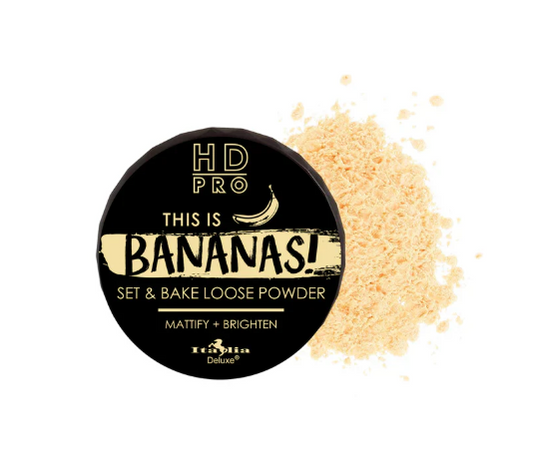 Polvo suelto fijador banana ITALIA DELUXE,es ultraligero y fija tu rostro con un acabado mate suave y de ensueño.