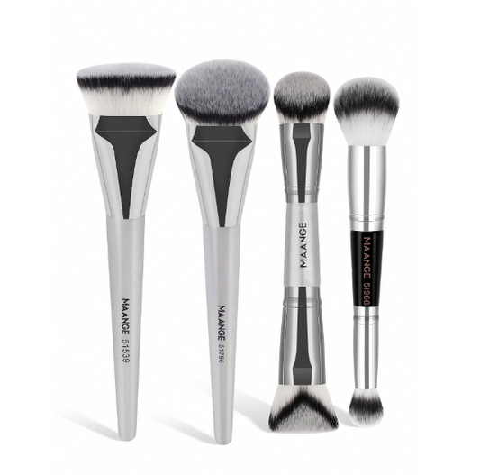 Brochas, Set de 4 piezas de pinceles de maquillaje facial profesionales MAANGE, con pincel corrector, pinceles de doble uso para base y polvos, pincel para rubor, pincel para sombra y resaltado de nariz, pincel para contorno,