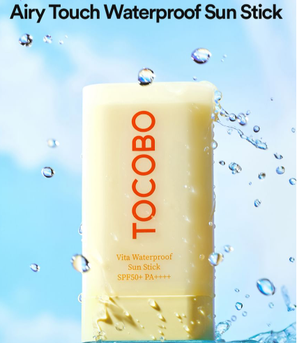 TOCOBO - Protector Solar en Barra Vita Waterproof Sun Stick, resistentes al agua,  enriquecido con ácido madecásico y asiaticósido para calmar la piel y fortalecer la barrera cutánea y la elasticidad